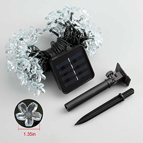 lederTEK, Solar Lichterkette 6,4m 50 LED Pfirsichblüte Außenlichterkette Wasserdicht mit Lichtsensor Weihnachtsbeleuchtung, Beleuchtung für Haushalt, Außen, Garten, Hochzeit, Weihnachten (mehrfarbig) - 7
