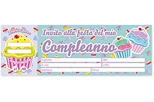 Big Party- Blocchetto 20 Biglietti-Inviti per Festa-Soggetto: Cupcake-Party, Compleanno, Multicolore, 62022