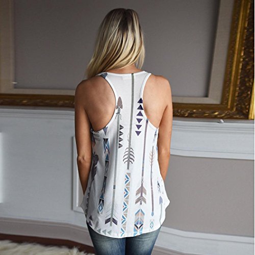 Damen Weste Internet Gedruckt Ärmelloses Hemd Bluse Casual Tank Tops (M, Weiß) - 3