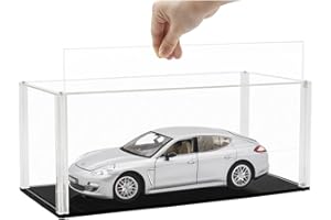 Tingacraft Acrylique Vitrine (34 x 15 x 14 cm) Boîte pour Collection Voiture 1/18, Char 1/35, Moto Véhicule 1/12