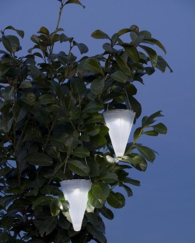 Solalux 3er Set Hängende Kegelförmige Solar-Gartenleuchten Eis Weiß LED-Leuchten Außenbeleuchtung, Baumdekoration - 4
