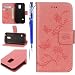 Produktbild EUWLY Kompatibel mit Samsung Galaxy S5 Mini Schutzhülle Lederhülle Klapphülle Handytasche Schmetterling Blumen Muster Flip Case Handyhülle Klappbar Leder Wallet Tasche,Rosa