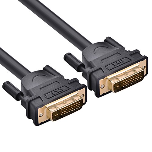 DVI Kabel Ugreen 1m DVI auf DVI 24+1 Kabel Dual Link HDTV 2560x1600 Auslösung mit 2 Ferritkern, verzinnte OFC Kupferleiter und Vergoldete Konverter für PC und Projektoren