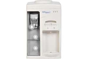 Super General Counter-top Hot and Cold Water Dispenser SGL1131, Water Cooler with Cup Holder, Instant Hot Water, 2 Taps, 31.2 x 32.5 x 51 cm (WxDxH), White/Grey, 1 Year Warranty