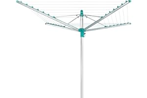 Leifheit Wäschespinne Linomatic 400 Easy, Leineneinzug für saubere Wäsche, Wäscheschirm mit Easy-Lift-System, inkl. Bodenhülse, Wäscheständer mit 40 m Wäscheleine für 4 Wäscheladungen
