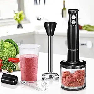 WIDEWINGS 4 in 1 Stainless Steel Electric Blender 2 Speed Blender Hand Mixer EggsWhisk Vegetable Juicer Grinder Chopper 700ml Beaker (Hand_Blender_A)