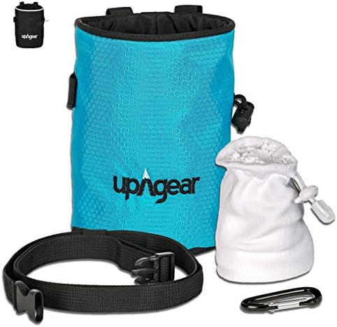 upAgear 4 in 1 Rock Climbing or Bouldering Chalk Bag set | ANTI LEAK design with LARGE POCKET | Includes FREE Chalk Ball