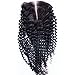 Fureya Hair Brazilian Virgin Hair Human Hair Closure With Baby Hair Kinky Curly Top Lace Closure Part 8" Naturl Black Bleached Knots (free part)
