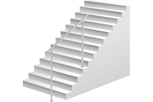 Ikodm Barandilla de acero inoxidable para escaleras, 180 cm, sin travesaños, con accesorios, para escalera interior, balcón, entrada de casa