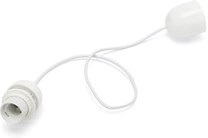 VELAMP Lámpara colgante premontada con cable de 65cm y portalámparas E27. Color blanco.