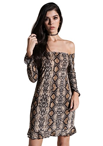 Lai Meng Womens Bardot Snakeskin Print Summer Long Sleeve Sexy | Desertcart  Trinidad and Tobago