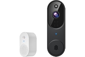 Aiwit 1080p Video Doorbell Camera, Wireless Indoor/Outdoor Surveillance Cam, Smart AI Human Detection, Live View, Included Chime, 2-Way Audio, Night Vision, Cloud Storage, 2.4G WiFi (Black)