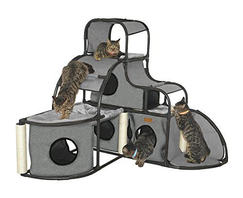 CROCI Ligne Parkour Couchette Parcours pour Chat Couleur Grise 121,3 x 121,3 x 111,7 cm Taille Très Grande