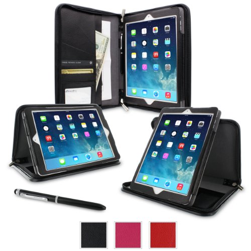 rooCASE Apple iPad Air Executive Portfolio Leather Case Cover - Black (with Pen Stylus)