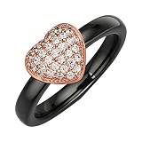 Jacques Lemans Damen Ring 925/- Sterling Silber Glänzend Zirkonia schwarz 490270036
