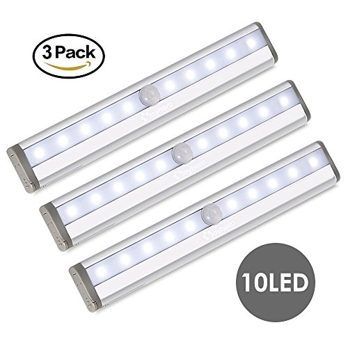 Preisvergleich Produktbild LED Kaltweiß Joyhero Kabellose Schrankenbeleuchtung mit Bewegungssensor, batteriebetriebenes Nachtlicht, LED Lampe für Wandschrank, Dachboden, Treppen, Küche, Kabinett, Flur (3 Stück)