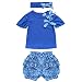 TiaoBug Baby Girls Outfits Bowknot Top T-Shirt Shorts Pants with Headband Clothing Set 6-12 Months Blue