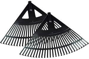 pokm toolsmarket- 2X Gartenrechen, Extra Breit XXL, Schwarz Rechen, Laubbesen Laubrechen Laubfeger aus Kunststoff, 58 cm Breit Harke 27 Zinken, Set 2 STK.