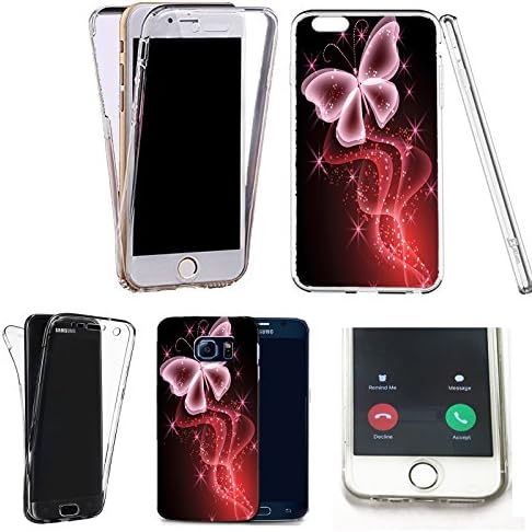 360° silicone gel full body Case Cover for apple iphone 7 plus pink sparkle butterfly