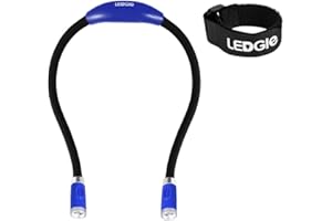 LEDGLE Lampe de Lecture Rechargeable Lampe de Nuit autour de Cou Mains Libres avec 6 Niveaux de Luminosité Réglable- Câble USB Inclus