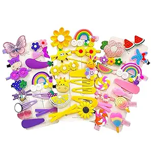 FAMEZA ?Hair Clips for Baby Girls, 10 PCS Hair Accessories Colorful Cute Rainbow Candy Flower Fruit Animal Hair Pins Barrettes, Hair Bows for Girls Infants toddlers kids Teens Children
