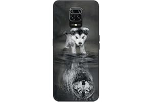 DiaryTown para Funda Xiaomi Redmi Note 9 Pro/Note 9S / Note 9 Pro MAX, Carcasa Silicona Blando Redmi Note 9 Pro Funda Negro con Dibujos Animal, Slim y Ligero Gel TPU Back Cubierta, Perro Lobo