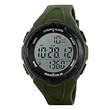 TOPCABIN Männer und Frauen wasserdichte elektronische Multifunktions-Schritt Zähler Outdoor Sport Schwimmen Studenten Schrittzähler Mode Uhren (Armee grün)