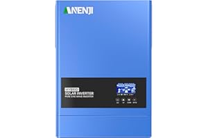 ANJFYLQUE 6200W Solar Hybrid Wechselrichter 48V DC/230V AC Reiner Sinus 120A MPPT + Netzeinspeisung,Max PV-Eingangsspannung 500V mit WiFi 4 Lademodi für 48V Lithium Batterien Wohnmobile/Hausnotstrom