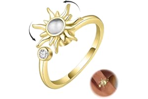 Maynor Anxiety Ring für Damen Frauen，Verstellbare Gold Zirkon Blumen Skills Ringe，Anti Stress Rings，Stress Spinner Fidget Ring gegen Angst–Geschenk für Frauen