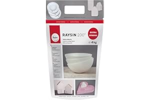 Rayher 34410102 Poudre à mouler Raysin 200, blanc, pour objets de grande taille, 1 sachet, 4 Kg, neutre alimentaire, inodore, durcissage à l’air, art créatif de moulage, de usage intérieur