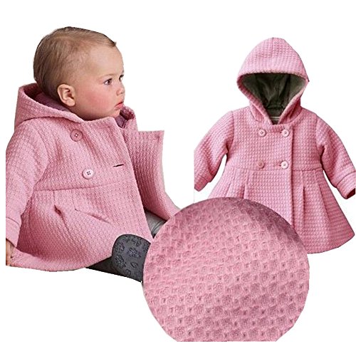 xhorizon TM FLK T175 Baby Girls Hooded Warm Wool Cotton Jacket Trench Coat Outwear