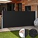 Produktbild Ausziehbare Seitenmarkise | Farbauswahl/Größenauswahl 160x300cm 180x300cm 200x300cm | Windschutz für Balkon, Terrasse, Garten, Sichtschutz, Seitenwandmarkise, Seitenrollo, Sonnenschutz-Schwarz/160x300cm
