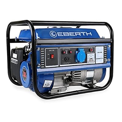 EBERTH Générateur électrique avec essence groupe électrogène (1000 W, démarrage par câble, refroidissement à air, sécurité contre manque d'huile, puissance moteur 3,0 CV / 2,2 kW, 80 cc.) bleu
