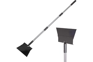 Walensee Heavy Duty Garden Spade Tool with Foot Pedal, 136cm Adjustable Handle Scraper, Multi-Purpose Metal Cleaning Shovel for Weeding, Lawn Edging, Digging & Ice Removal, Allotment Gardening Tool