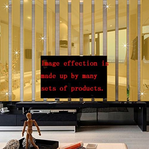 Yanqiao 10PCS Acrylic Rectangle Mirror Wall Stickers Removable Living Room Home Wall Decor 3.9*15"/pc,Gold