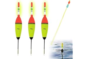 Toulifly Flotteur Peche, Lot of 3 Bouchon Lumineux Peche, Flotteur Truite, Bobbers de Pêche, Flotteur Lumineux de Pêche Nuit, Eva Flotteurs et Bobbers de Pêche, Idéal pour Pêche de Nuit et Jour (10G)