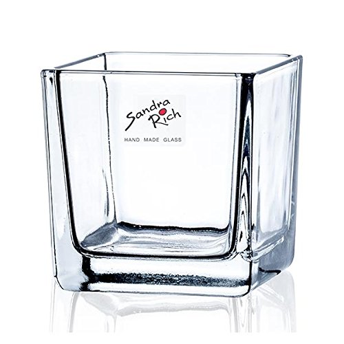 24er SET Teelichtgläser, Windlichter CUBE H. 8cm 8x8cm Glas eckig Sandra Rich - 2