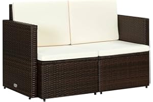 vidaXL Gartensofa 2-Sitzer Poly Rattan Gartenmöbel Lounge Gartenbank Sofa