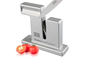 MESSERMEISTER Taylor’s Eye Witness Chantry Knife Sharpener - Silver Manual Kitchen Knife Sharpener. Sharpens Plain or Serrated Knife Blades. Requires No Batteries or Mains Electric. 50year Guarantee