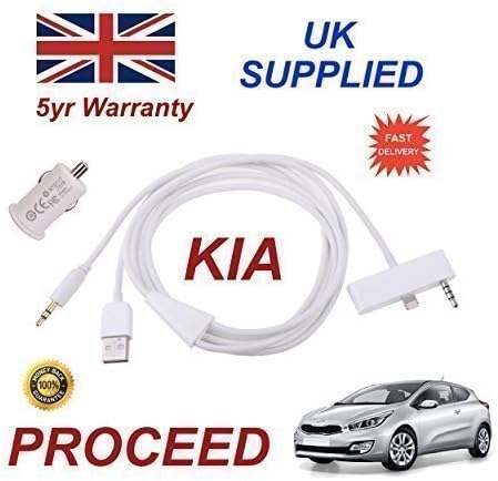 KIA PROCEED iphone 5 5c 5s connectivity audio 3.5mm Aux & USB Cable with USB Power Adapter