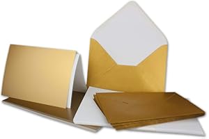 ‎FARBENFROH BY GUSTAV NEUSER 10x Faltkarten Set DIN A6/C6 mit Brief-Umschlägen in Gold - inklusive Einleger - 14,8 x 10,5 cm - Premium Qualität - FarbenFroh