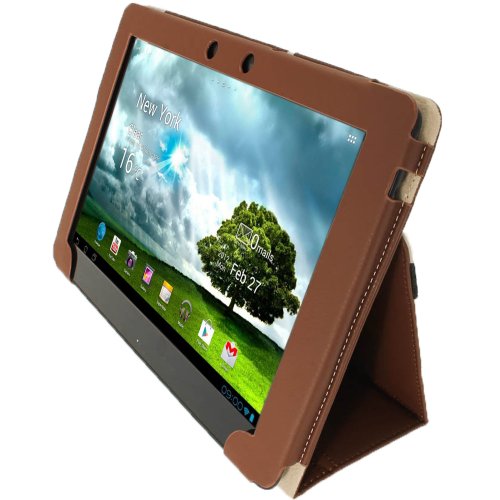 igadgitz ‚Portfolio‘ Braun PU Leder Tasche Schutzhülle Hülle Ledertasche Lederetui Etui Case für Asus Eee Pad Transformer & Keyboard Dock TF300 TF300T TF300TG & TF300TL 10.1″ Android Tablet - 3