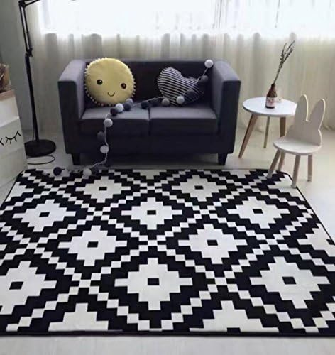 DZYZ black and white checkered mattress can be machine wash sofa mats game mats living room mats bedroom simple carpet , 80*185cm , ling chi