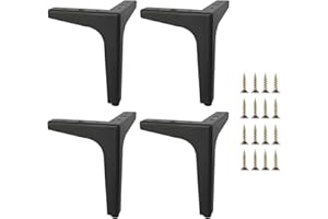 Hniuyun 4 Pcs Metal Furniture Legs, Modern Style Furniture Sofa Legs, Heavy Duty Replacement Legs for Bookshelf, Cabinet, Desk, Chair, Sofa, Nightstand (Black/15cm)