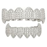 Morph33 Hip-Hop-Zahnspange-Gold-Zahnspange Cool Gold Zähne Weißes Gold Weihnachten Holleween Geschenk gefälschte Körperteile (Farbe : Silber)