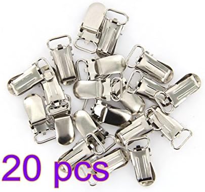 Ofye 20PCS Webbing Hook Pacifier Suspender Clips for Craft---Silver