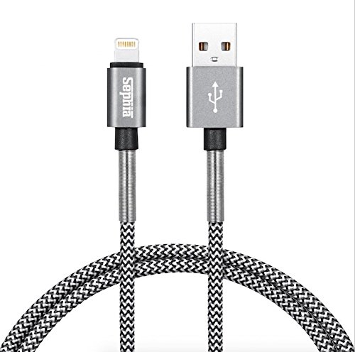 Sephia iPhone Ladegerät, Federverstärkt, mit Nylon umflochten, USB-iPhone-Kabel mit Lightning Connector [Apple MFi Zertifiziert] ultra-hohe Lebensdauer, Synchronisierungs- und Ladekabel für iPhone 7/iPhone 7 Plus/iPhone 6/6 Plus/6S, iPad Air 2, iPad Pro und mehr - 7