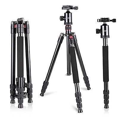 Neewer 162 centimètres Trépied Monopode Alliage Aluminium avec Tête de 360 Degrés, Plateau Rapide 1/4, et Sac de Transport pour DSLR Caméra Vidéo Caméscope, Charge Admissible de 12 kg