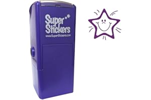 Printy 4933 Smiley Star Teacher Stamp – Self-Inking Education Stamper for Marking Pupils’ Work, Reward Charts & Homework – Purple Ink, Durable & Eco-Friendly – By Superstickers