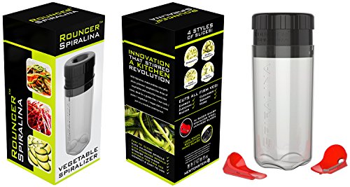 Spiralina – Gemüsespirale – 4 Einstellungen Spaghetti / Julienne and Spiralschneider für Gemüse für Bratpfannen, Salate oder Nudelgerichte + Handschutz + Rezeptbuch und manuelle - 6